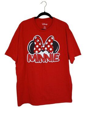 Disney Minnie Mouse Red Graphic T-Shirt 2XL Womens Casual Cotton Short Sleeve
